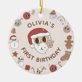 Groovy Hippie Kerst Verjaardag Keramisch Ornament (Voorkant)