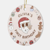 Groovy Hippie Kerst Verjaardag Keramisch Ornament (Links)