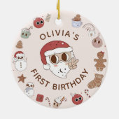 Groovy Hippie Kerst Verjaardag Keramisch Ornament (Achterkant)