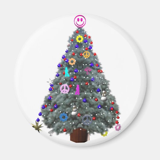 Groovy Hippie Kerstboom Magneet (Voorkant)