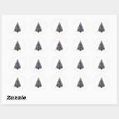 Groovy Hippie Kerstboom Ronde Sticker (Vel)