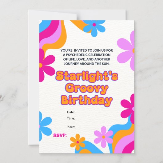 Groovy Hippie Liefde Vrede en Liefde Viering Magnetische Uitnodiging (Voorkant)