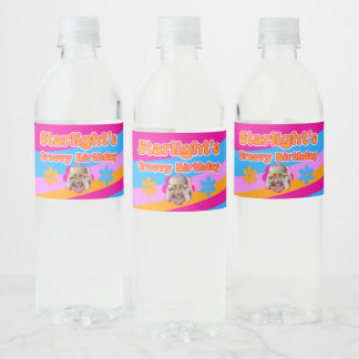 Groovy Hippie Liefde Vrede en Liefde Viering Waterfles Etiket