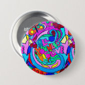 groovy hippie - liefdesknop ronde button 7,6 cm (Voorkant /achterkant)