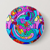 groovy hippie - liefdesknop ronde button 7,6 cm (Voorkant)