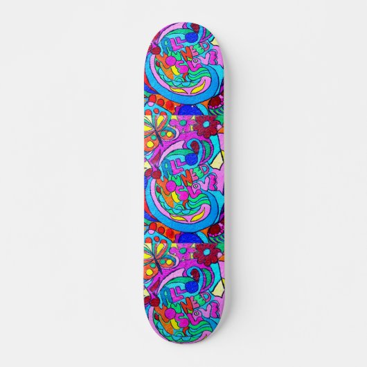 groovy hippie love skateboard (Voorkant)