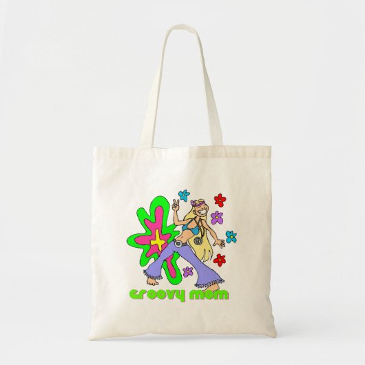 Groovy Hippie mama Psychedelic bloemen Tote Bag (Voorkant)
