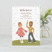 Groovy hippie paar uitnodiging (Staand voorkant)