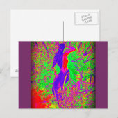 groovy hippie paarse mermaid briefkaart (Voorkant / Achterkant)
