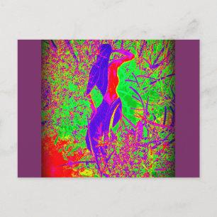 groovy hippie paarse mermaid briefkaart
