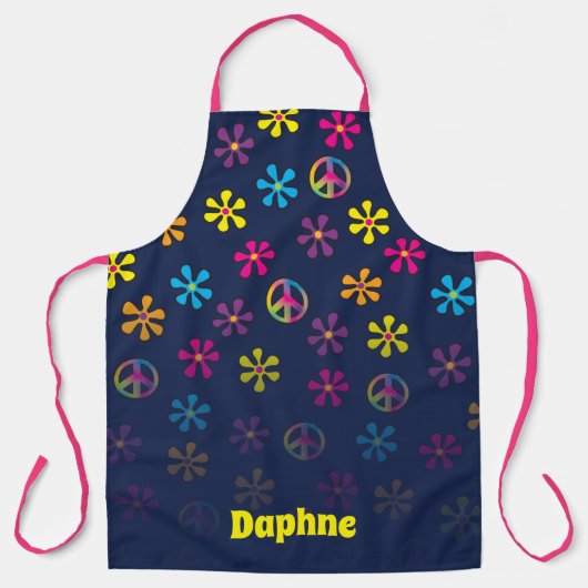 Groovy Hippie Peace and Flower Shower Custom Name Schort (Voorkant)