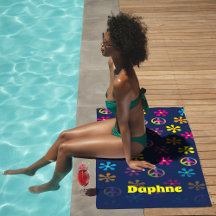 Groovy Hippie Peace and Flower Shower Custom Name