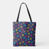 Groovy Hippie Peace and Flower Shower Custom Name Tote Bag (Achterkant)