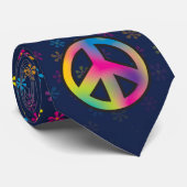 Groovy Hippie Peace and Flower Shower Stropdas (Opgerold)