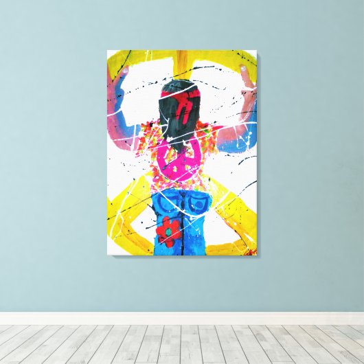 Groovy Hippie Peace Sign Canvas Afdruk (Insitu (Houten vloer))