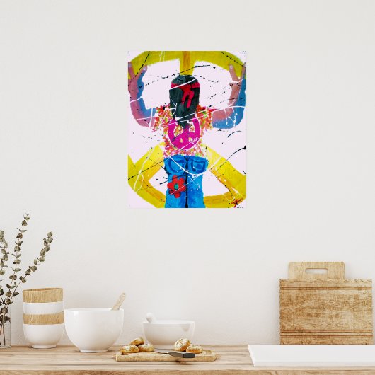 Groovy Hippie Peace Sign Poster (Keuken)