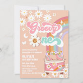 Groovy Hippie Regenboog Verjaardagsuitnodiging Kaart (Voorkant)