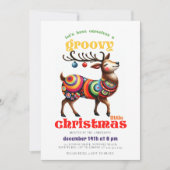 Groovy Hippie Rendier Disco Grappig Kerstfeest Kaart (Voorkant)