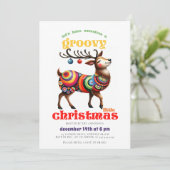 Groovy Hippie Rendier Disco Grappig Kerstfeest Kaart (Staand voorkant)