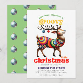 Groovy Hippie Rendier Disco Grappig Kerstfeest Kaart
