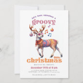 Groovy Hippie Rendier Grappige Disco Kerstfeest Kaart (Voorkant)