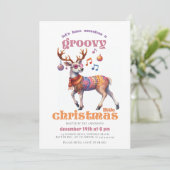 Groovy Hippie Rendier Grappige Disco Kerstfeest Kaart (Staand voorkant)
