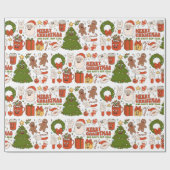 Groovy Hippie Retro Merry Kerstkerstkerstman Funny Cadeaupapier (Vlak)