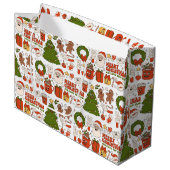 Groovy Hippie Retro Merry Kerstkerstkerstman Funny Groot Cadeauzakje (Voorkant Gekanteld)