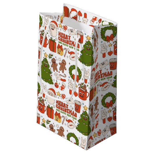 Groovy Hippie Retro Merry Kerstkerstkerstman Funny Klein Cadeauzakje (Achterkant Gekanteld)