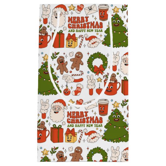 Groovy Hippie Retro Merry Kerstkerstkerstman Funny Klein Cadeauzakje (Voorkant)