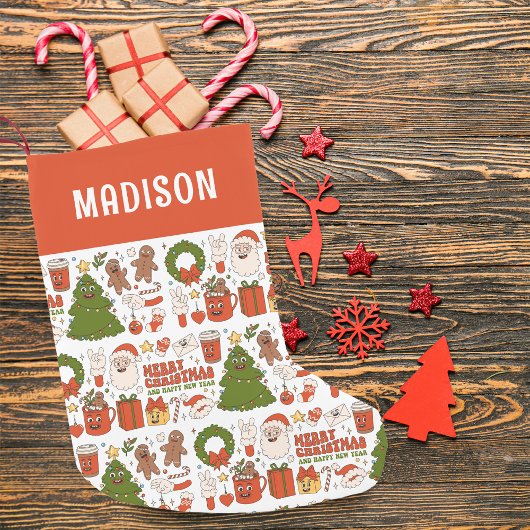 Groovy Hippie Retro Merry Kerstkerstkerstman Funny Kleine Kerstsok