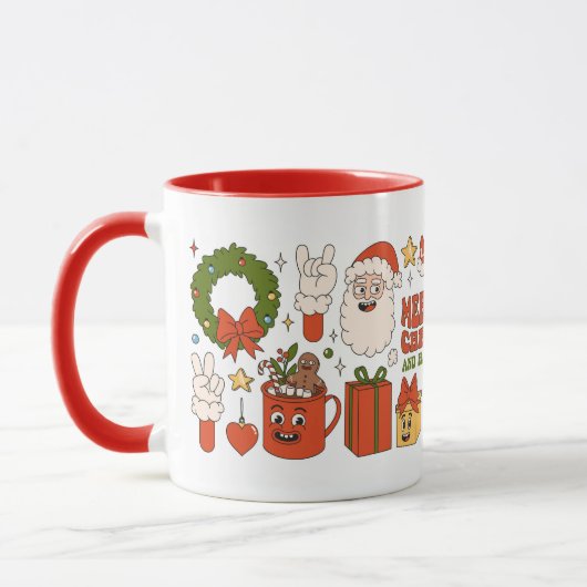 Groovy Hippie Retro Merry Kerstkerstkerstman Funny Mok (Links)
