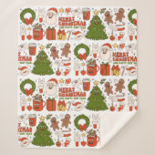 Groovy Hippie Retro Merry Kerstkerstkerstman Funny Sherpa Deken (Voorkant)