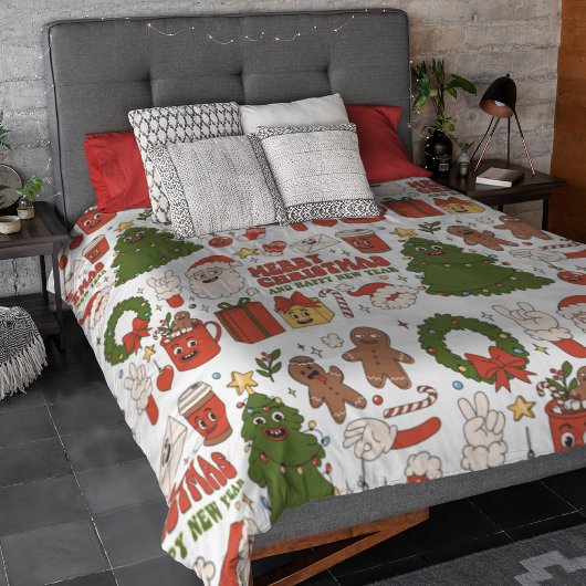 Groovy Hippie Retro Merry Kerstkerstkerstman Funny Sherpa Deken