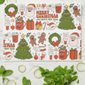 Groovy Hippie Retro Merry Kerstkerstkerstman Funny Theedoek (Gevouwen)