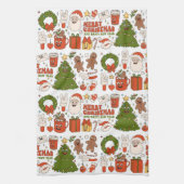 Groovy Hippie Retro Merry Kerstkerstkerstman Funny Theedoek (Verticaal)