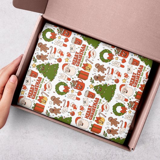 Groovy Hippie Retro Merry Kerstkerstkerstman Funny Tissuepapier