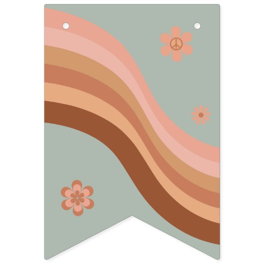 Groovy Hippie Retro Miss tegen Mrs. Vrijgezellenfe Vlaggetjes (Eerste vlag)