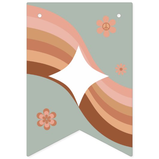 Groovy Hippie Retro Miss to Mrs Bruiloft Feest Vlaggetjes (Tweede vlag)