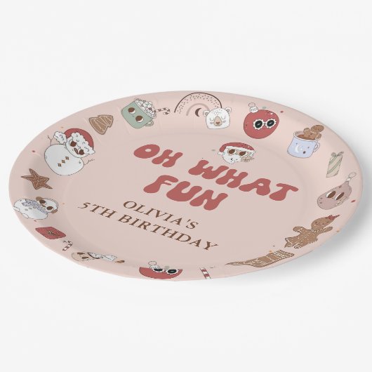 Groovy Hippie Santa Kerstmis verjaardag Papieren Bordje (Gekanteld)