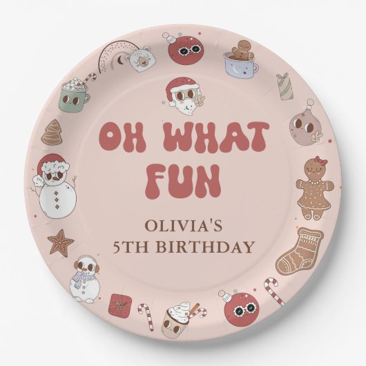 Groovy Hippie Santa Kerstmis verjaardag Papieren Bordje (Voorkant)