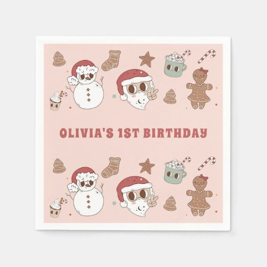 Groovy Hippie Sinterklaas Kerst Verjaardag Servet (Voorkant)