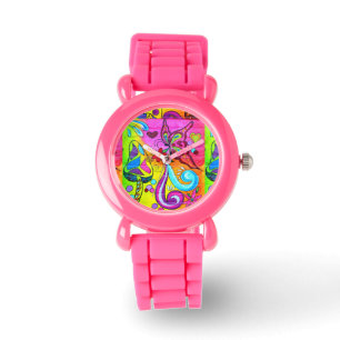 Groovy hippie stijl roze horloge