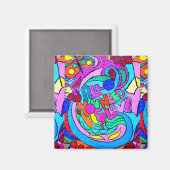 groovy hippie stijl vrede en liefde magneet (Voorkant / Achterkant)