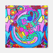 groovy hippie stijl vrede en liefde magneet (Voorkant)