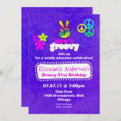 Groovy Hippie Theme Birthday Party Kaart (Voorkant / Achterkant)