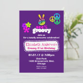 Groovy Hippie Theme Birthday Party Kaart (Staand voorkant)