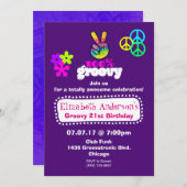 Groovy Hippie Theme Birthday Party Kaart (Voorkant / Achterkant)