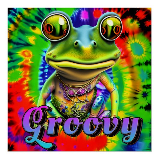 Groovy Hippie Trippy Frog Psychedelic Perfect Poster (Voorkant)