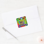 Groovy Hippie Trippy Frog Psychedelic Vierkante Sticker (Envelop)